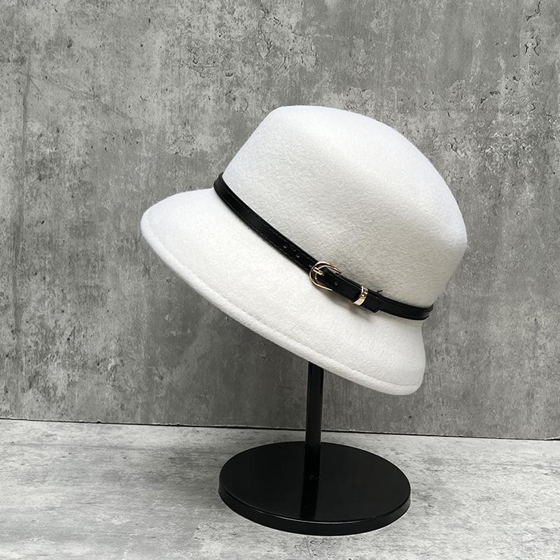 Temperament Hepburn Style Wool Bucket Hat Women'S French Elegant Retro Top Hat Xiaoxiang Style Pot Hat