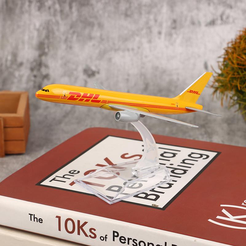 16Cm Scale 1:400 Metal Airplane Replica Dhl Alloy Airplane Model Yellow Freight Machine Diecast Aircraft Aviation Collectibles