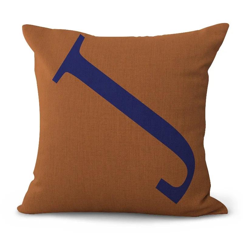 Simple Pure Color English Alphabet throw pillow cover with short plush print for living room sofa decoration cushion cover