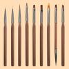 9dílná japonská průsvitná hnědá sada štětců na nail art pro malování linek, ombre a květin