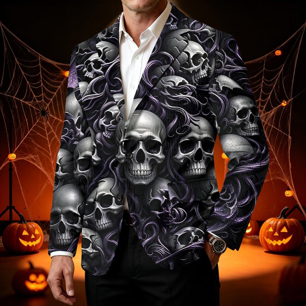 Herre Business Casual Corduroy med Halloween Print til Fester og Hverdagsbrug