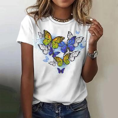 Women's Short Sleeved T-shirt 3D Butterfly Summer Print Fashion Harajuku Leisure Street Hip Hop T-shirt Women's New Release