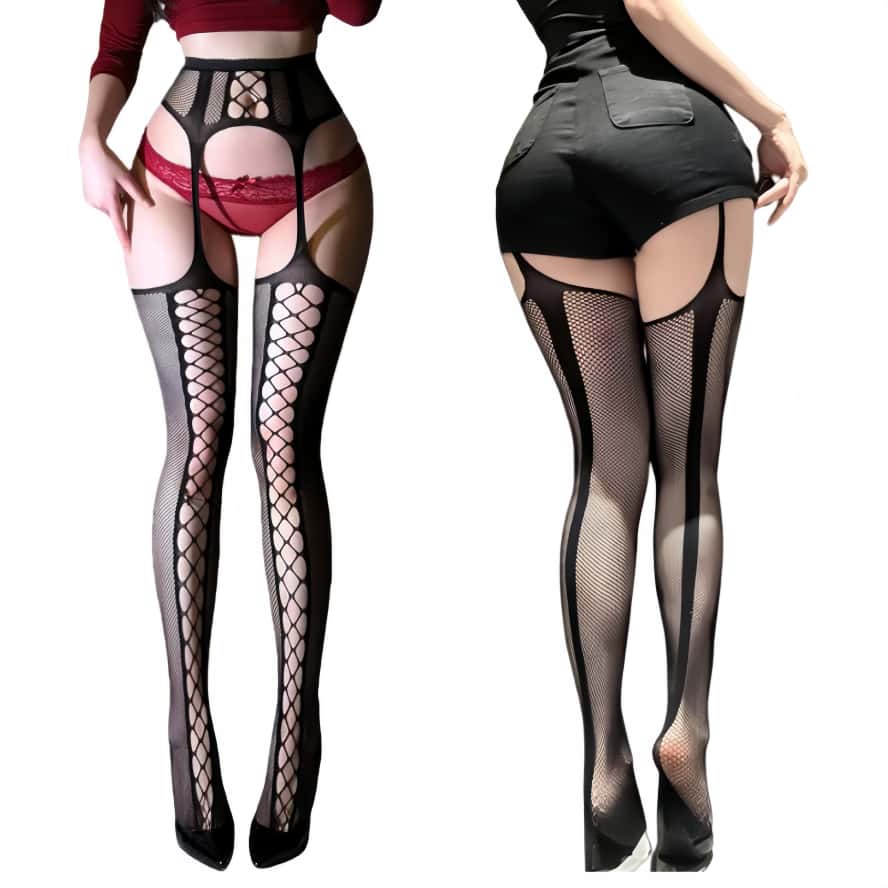 Oversize Womens Black Garters Belt Fishnet Stocking Pantyhose Plus Large Size Female Tight High Leggings Lingerie Tights 5Xxxxxl