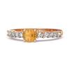 Citrine Round Solitaire Ring - 925 Sterling Silver Rose Gold Vermeil