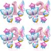40 Inch Pink Digital Birthday Party Decoration Ice Blue Gradual Change Butterfly Star Aluminum Film Balloon Set