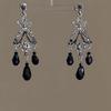 Vintage Ethnic Style Rhinestone Flower Shaped Water Drop Earrings For Women Elegant Long Texture Dangle Earring Female Jewelry