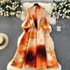 Französisches Kleid für Damen, leicht, luxuriös, schweres Plissee, schmal, langes Design, Swoosh-Druck