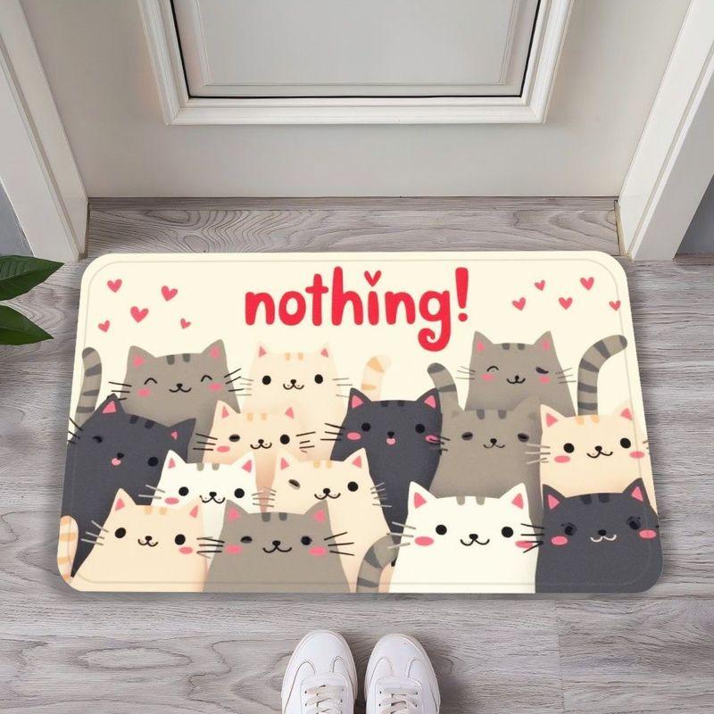 cartoon stacked kitten door mat, anti slip and absorbent running blanket, washable soft floor mat for home decoration