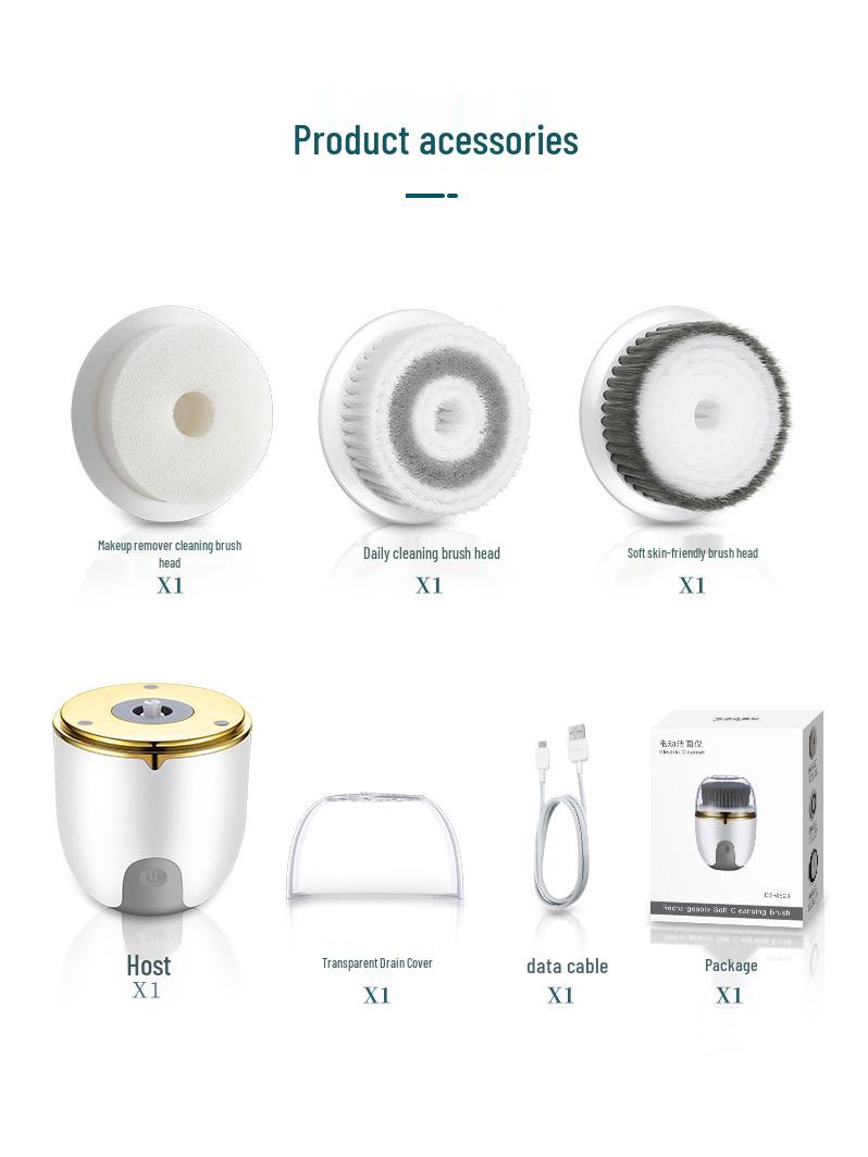 

Waterproof Multi-Functional Electric Facial Cleanser with Replaceable Brush Heads. English Packaging Manual белый