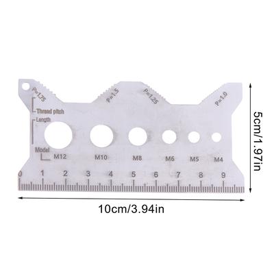 Stainless Steel Bolt Thread Measuring Tool Double Sided Screw Sizer Gauge for Jewelry Watch Making