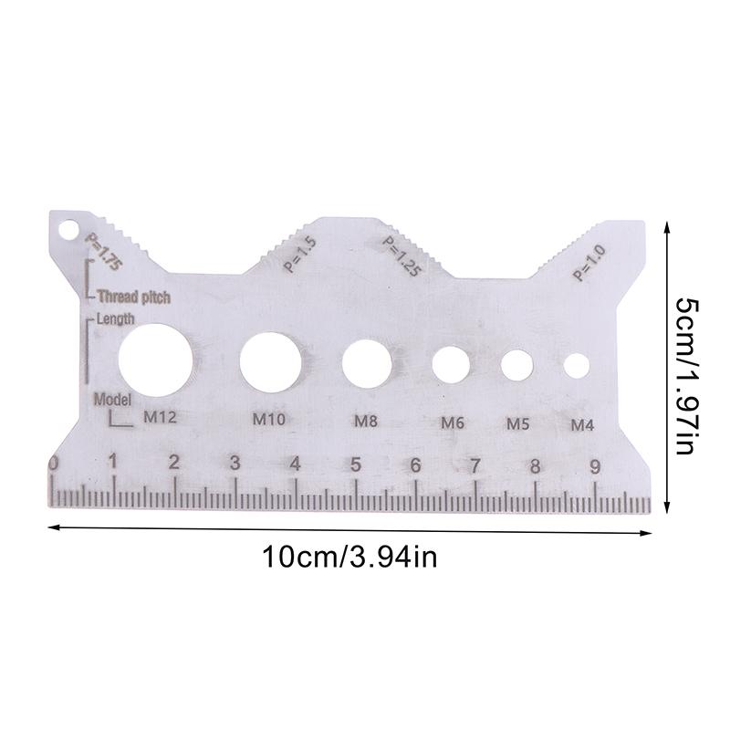 Bolt Measuring Tool Bolt Thread Stainless Steel Sizer Flat Double-Sided Screw Measuring Device For Pattern Jewelry Watch