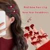2 Stück Neujahr Rote Schleife Haarspange für Frauen Niedliche Kleine Perle Seitenclip Schleife Haarnadel Mädchen Party Kopfschmuck Haarschmuck