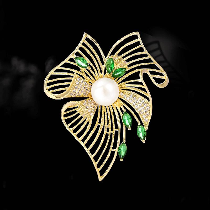Perlenblumenbrosche hochwertig Damen exquisit luxuriös Temperament Brosche Anzug Anzug hochwertiger Sinn Anstecknadel Zubehör