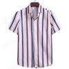 Summer new men's top striped D print men's cardigan lapel