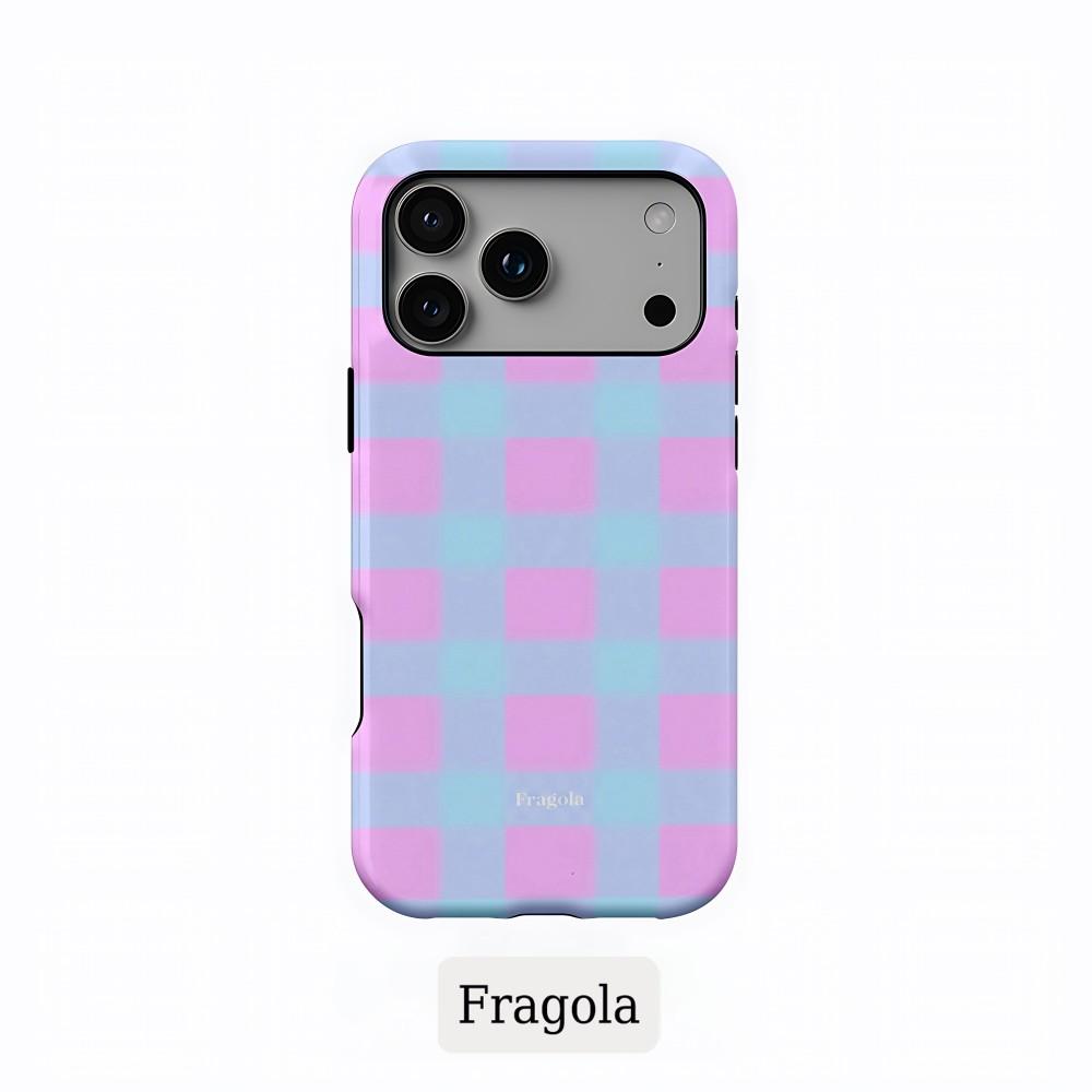 Phone Case for iPhone 17 16 15 14 13 12 11 X XS XR Air Pro Max Plus Luxury Clmj Fragola Coloful Grids Double-layer Back Cover