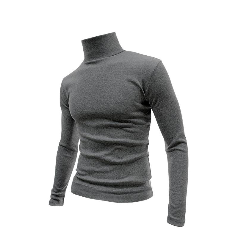 Novo suéter de cashmere de gola alta de cor sólida, suéter slim fit com base, suéter interno quente masculino