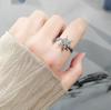 Rotating Snowflake Open Index Ring Minimalist Versatile Fashion Band Adjustable Statement Jewelry For Women Daily Wear