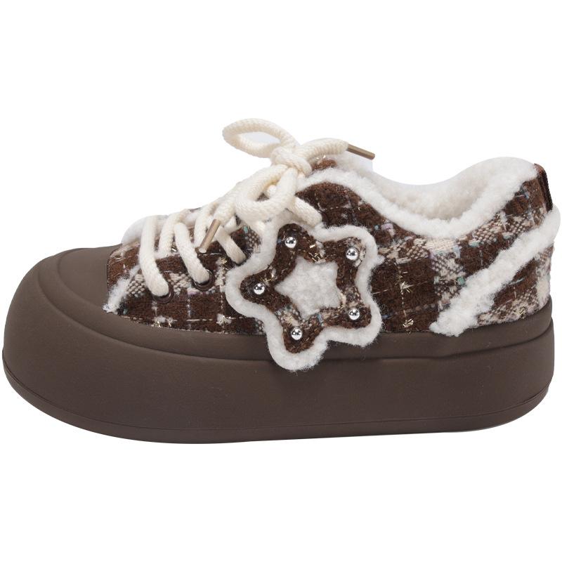 Maillard ugly cute big head shoes new 2025 popular women's winter cute bread shoes niche retro versatile board shoes