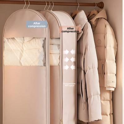 Down Jacket Compression Dust Cover Wardrobe Clothes Dust Bag Hanging Household Transparent Clothing Hanging Cover Bag