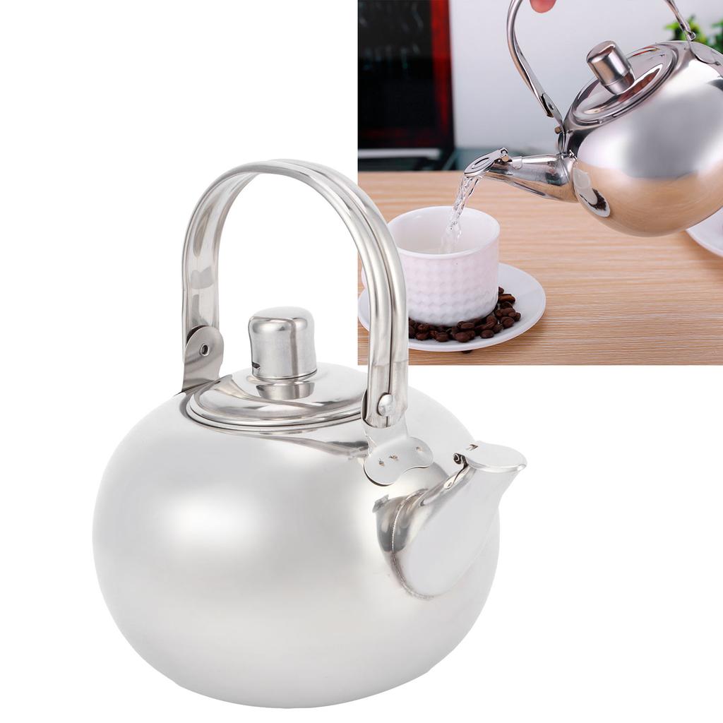 Tekanna i 304 rostfritt stål Platt botten Induktionsspis Vattenkokare Tekanna med filter Silver 14cm
