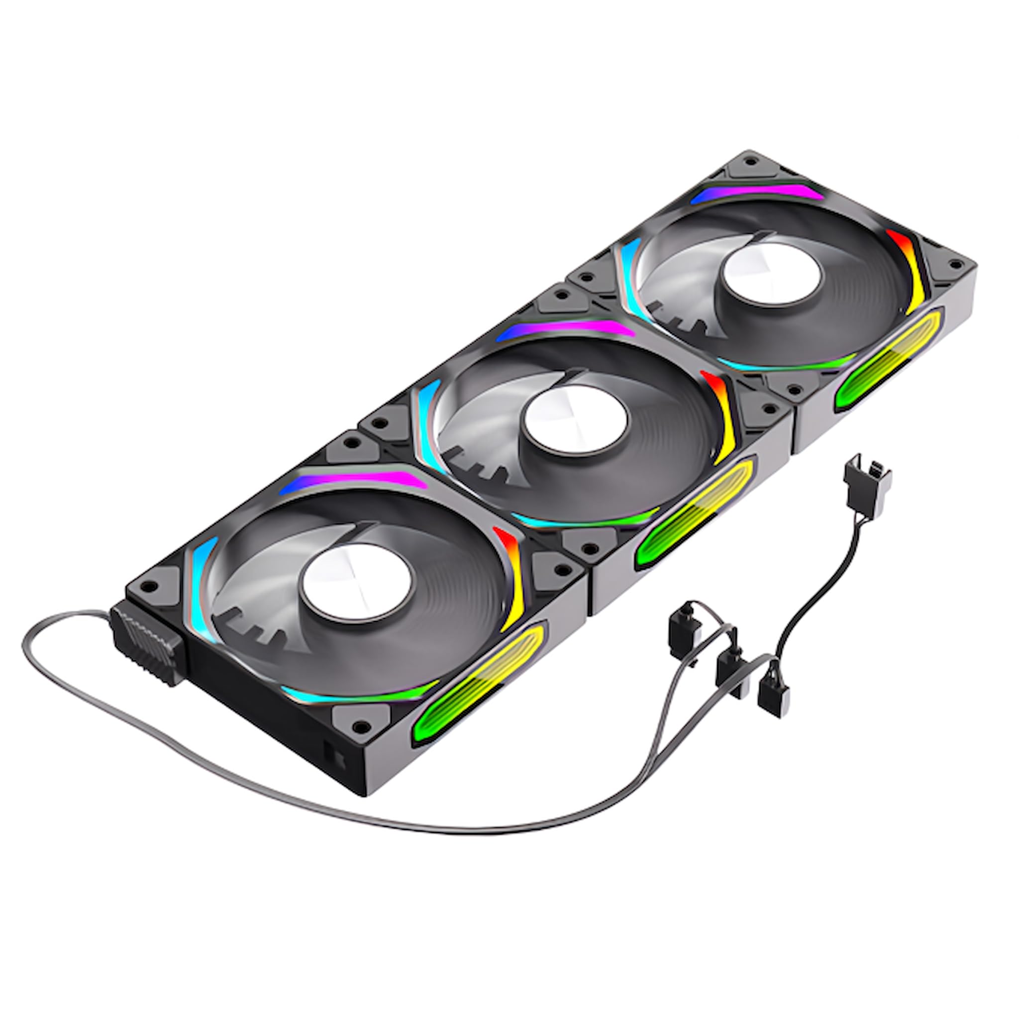 

COOLMOON PC Case Fan Set of PWM Color Fan Rotation Speed Connectable Infinity Mirror [Small Lab] 3, Connectable, Non-Illuminating Fins, 120mm, 4pin, чорний