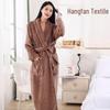 Unisex Mid-Length Thick Coral Fleece Robe for Couples, Home Wear Bathrobe & Pajamas.