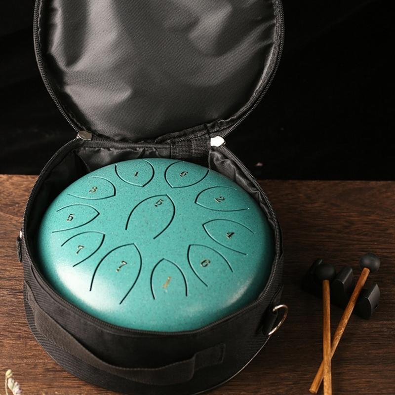 Ethereal Drum Percussions Instrument 11 Note Steel Tongue Drum for Adults Beginner Kids Handpans Drum with Drumstick