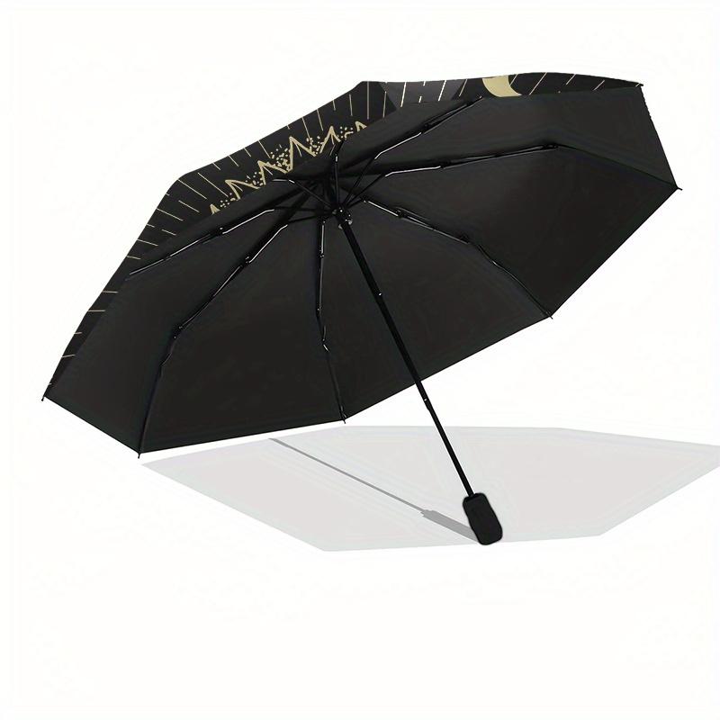 Golden Sunflower with Moon Phases Circular Wall Art DecorUmbrella, Portable 3-Fold Umbrella for Men & Women,Christmas Gift ES89