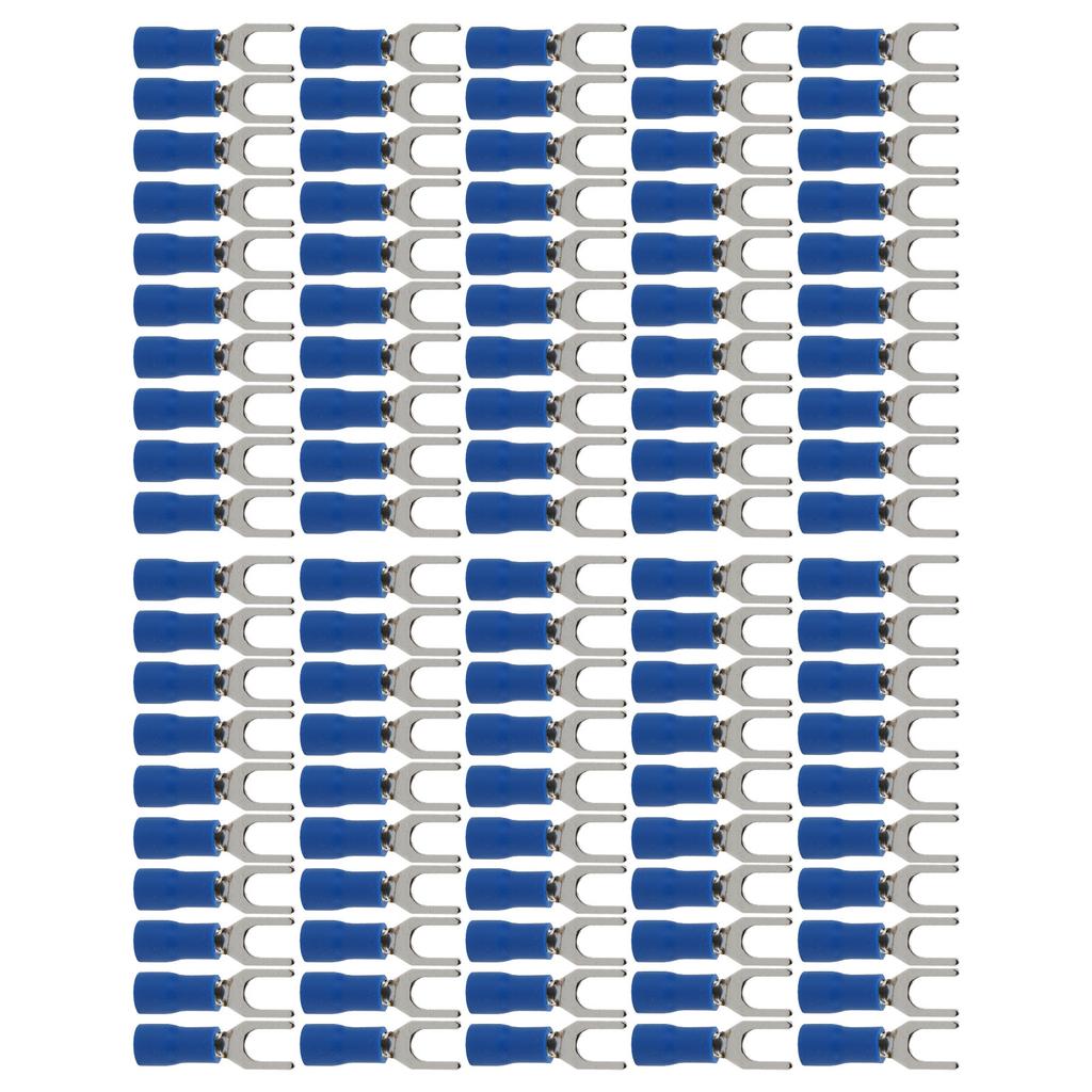 100 Stück Gabelverbinder Blau Stabile Leitfähigkeit 19A Sicher Isolierte Crimpanschlüsse Drahtanschluss für