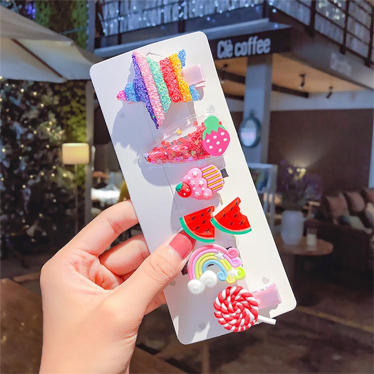 2022 Cute Design Hair Accessories Cartoon Hair Clip Hair Clip Set Kids Rainbow Hairclips for Kid Girls