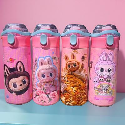 Bouncing Cup Thermos Cup High Value Cute Cartoon 3D Pattern Printing Portable Straw Double Drinking Cup