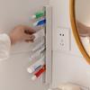 Wall Mount Long Toothpaste Holder Modern No Drill Adhesive Space Saving Heavy Duty Multi-functional Bathroom Cleanser Clip Storage Organizer Rack