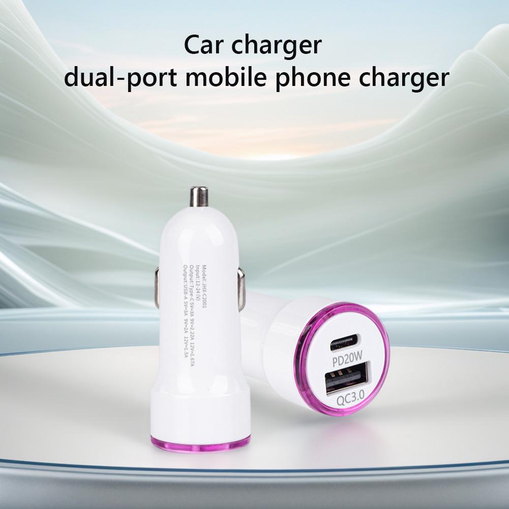12-24V USB Type C Car Charger Universal 20W Fast Car Phone Charger Cigarette Lighter Adapter Socket for iPhone for Samsung