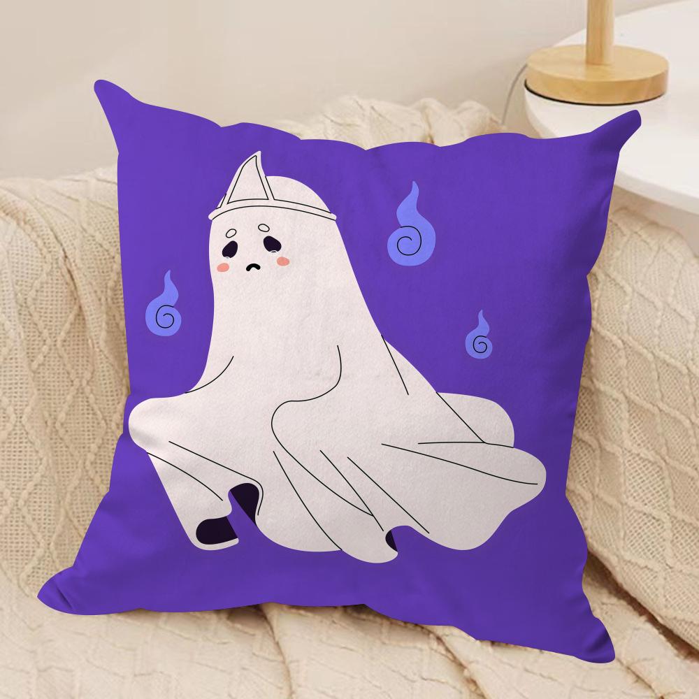 Halloween Spooky Ghost Cushion Cover Soft Plush Throw Pillow Cover  DoubleSided Printed Cushion Case  Cozy Sofa  Home Decor