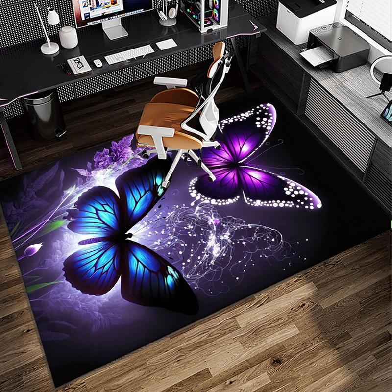 Neon Butterfly Dreamscape Office Rug Chair Mat, Entryway Carpet, Suitable for Front Door, Bedroom, Living Room, Desk, Holiday Gift