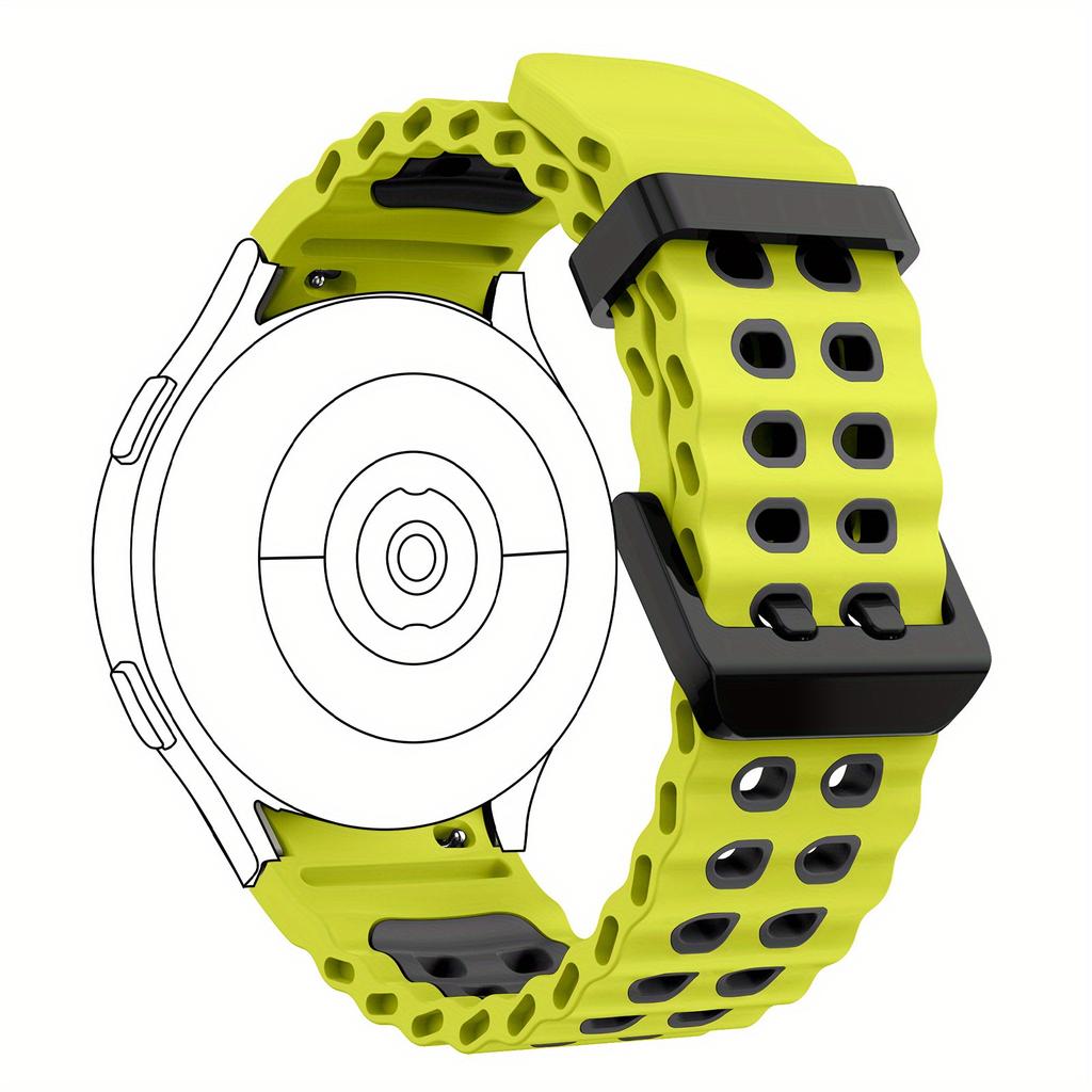 Dual-Tone Silicone Watch Strap For Samsung Galaxy Watch 7/6/5/4/FE - 40mm & 44mm Breathable Quick-Release Buckle Watch Strap