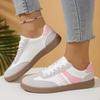 Women's Lace Up Sneakers - Low Cut All Seas Shoes with PU Cushied Sole, Lightweight Daily Walking Shoes