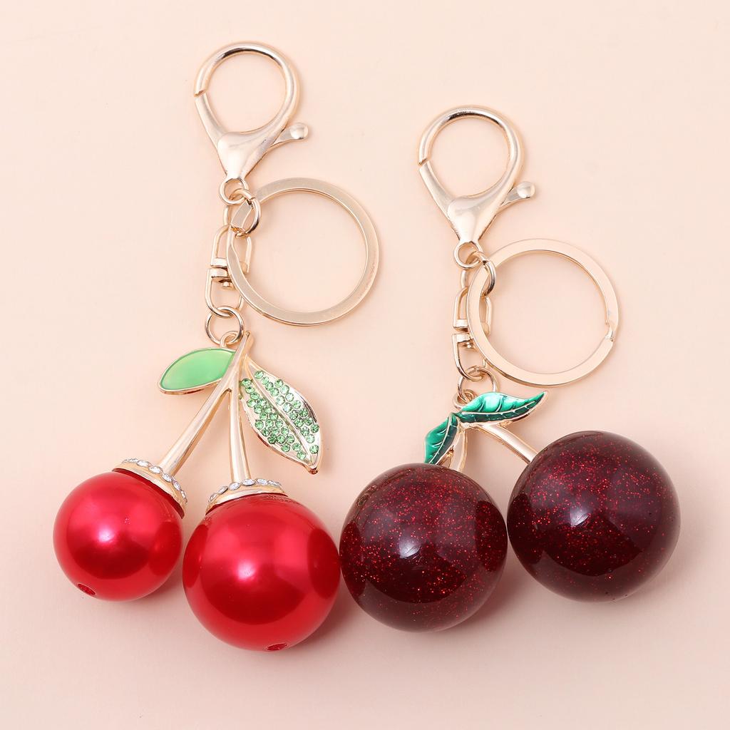 New Delicious Red Cherry Bag Charms Keychain Summer Fruits Cherries Pendant Keyring For Women Men Bag Accessories Jewelry Gift