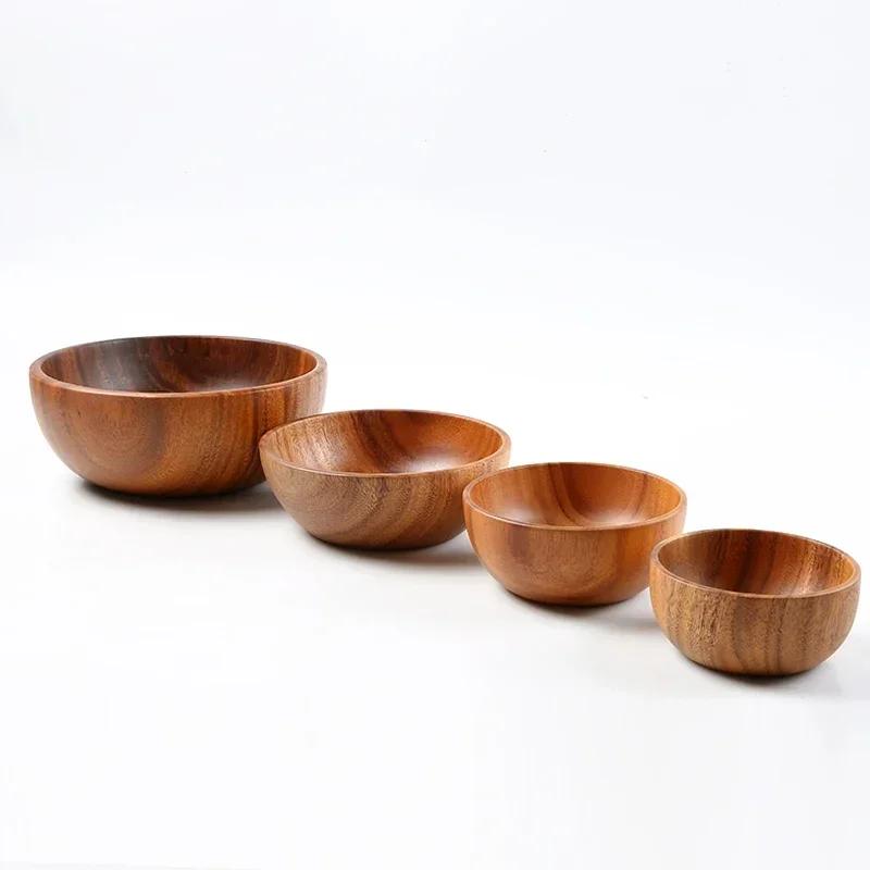 Home Wooden Bowl Japanese Acacia Wooden Salad Bowl Large Kneading Bowl Wooden Tableware