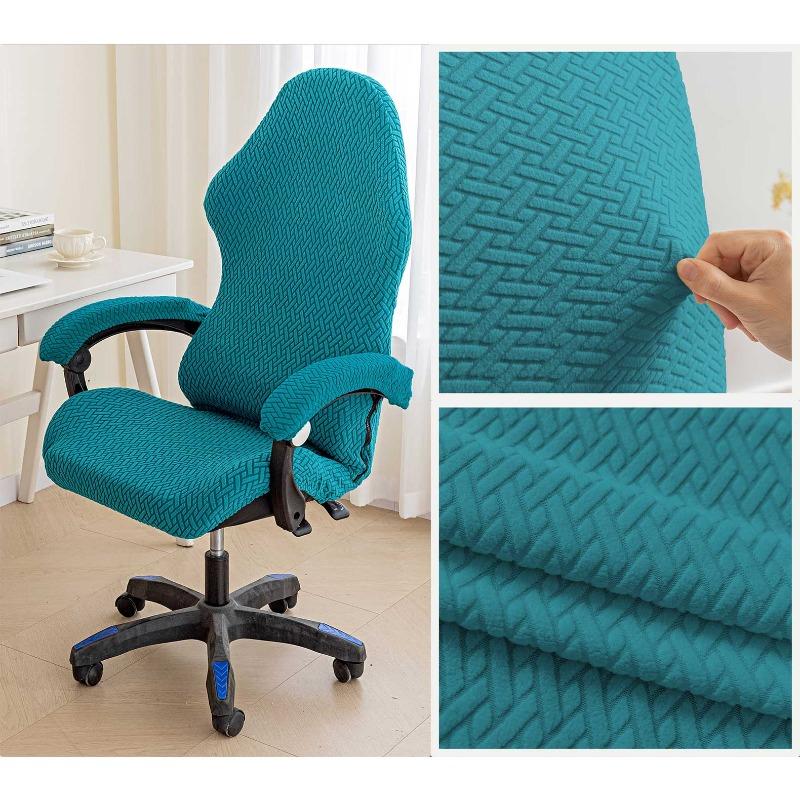 1pc Jacquard Chair Cover Solid Color Anti-dirt Seat Slipcover Stretch Spandex Removable Chair Case for Computer Game Room Office