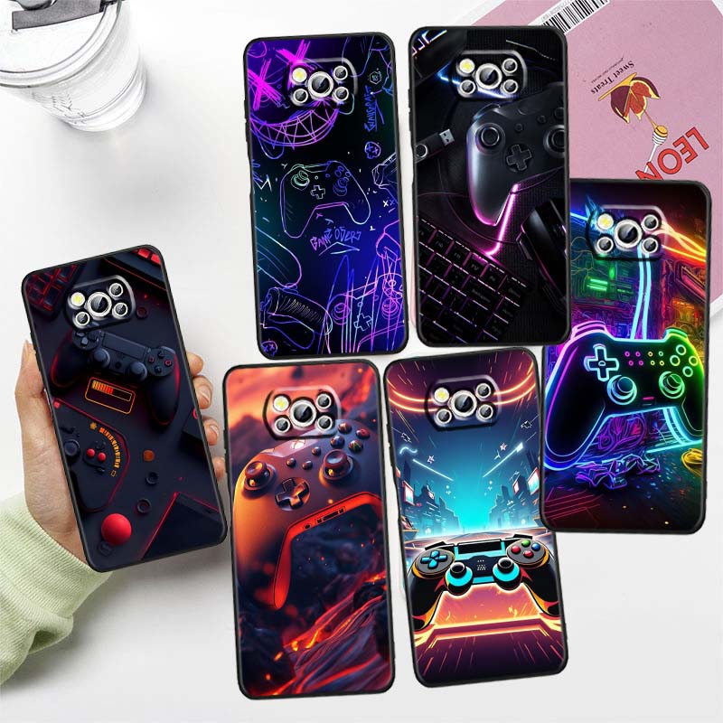 Creative game controller For Xiaomi Mi Poco F3 F4 F5 F6 X3 X4 X5 X6 X7 M3 M4 M5 M6 M7 GT Pro 5G Black Phone Case