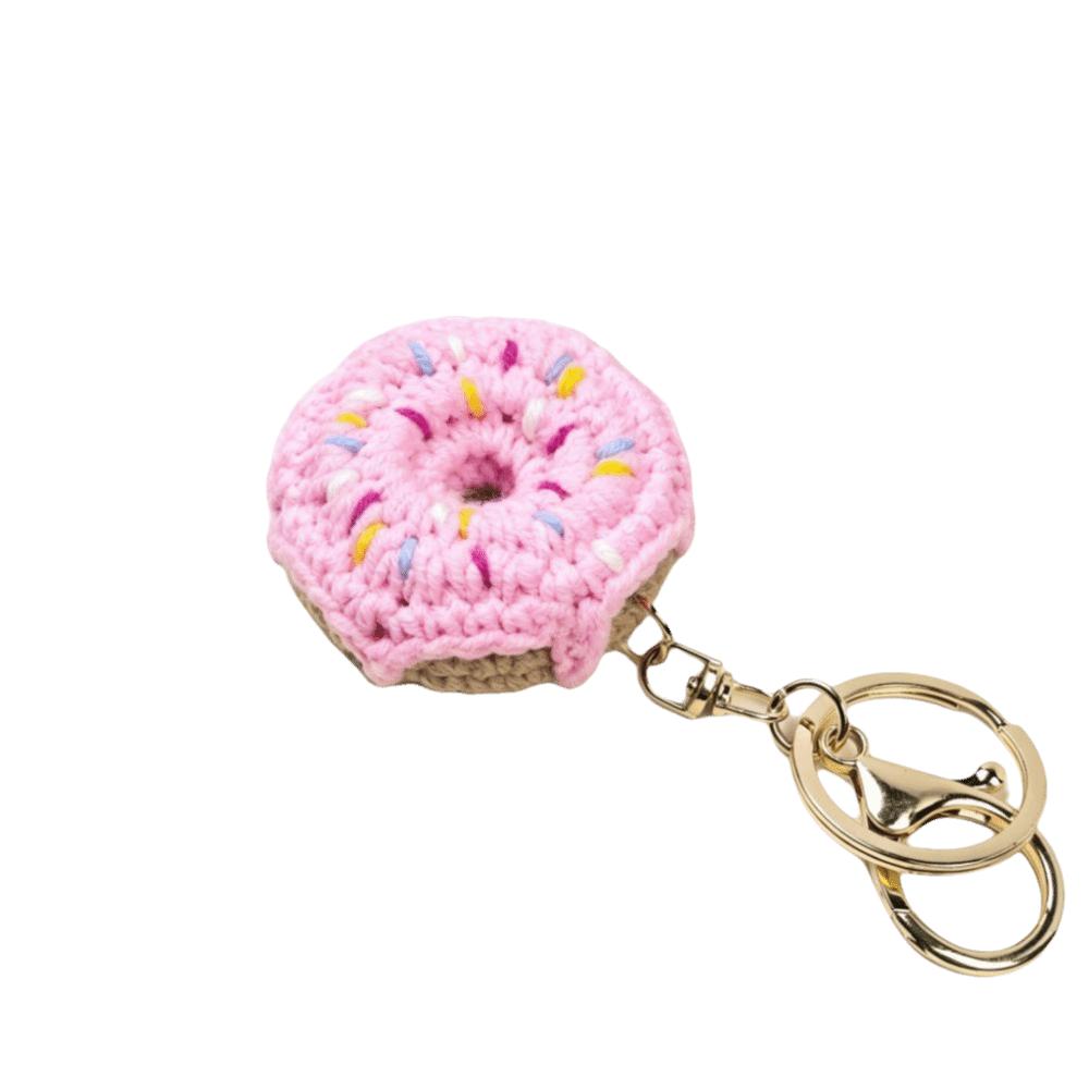 Mini Crochet Donut Keychain Colorful Food Shape Key Ring Handmade Knitted Keychain Bag Pendant