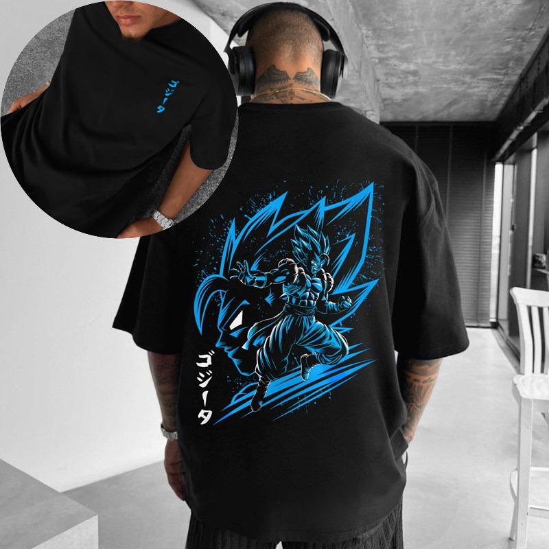 Dragon Ball Ultra Digital Direct Spray Printed Loose Plus Size Heavy Weight 240g Pure Cotton Short Sleeve Tshirt Mens Half