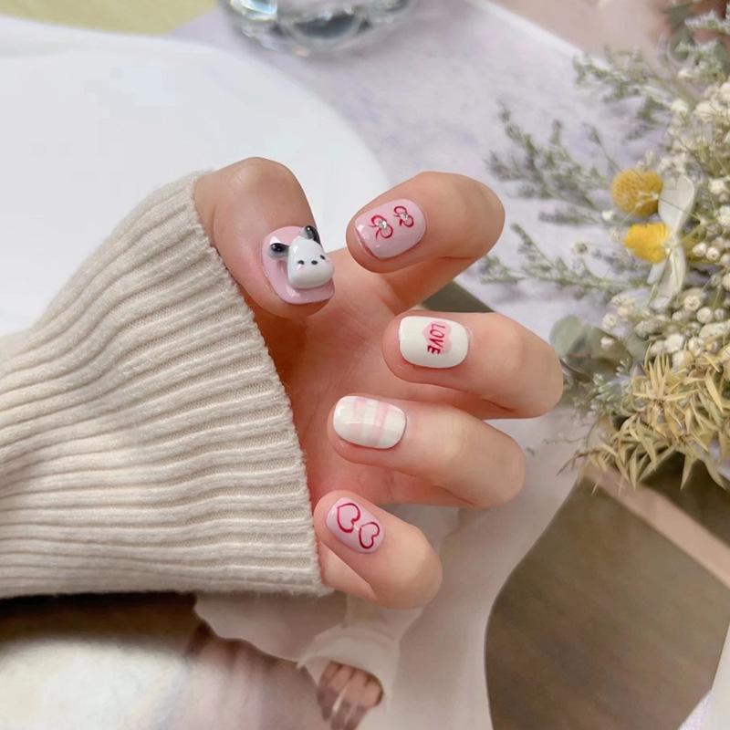 

Student Cute Pink Dog Nail Art Tips - Sweet Pacha Wearable False Nails Glue Version