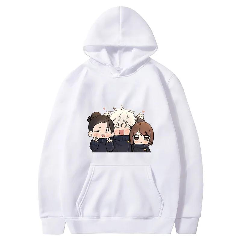 

Новая осенняя женская унисекс аниме джиу-джитсу кайсен принт толстовка длинная повседневная свободная толстовка с капюшоном модные топы унисекс одежда XXXL белый
