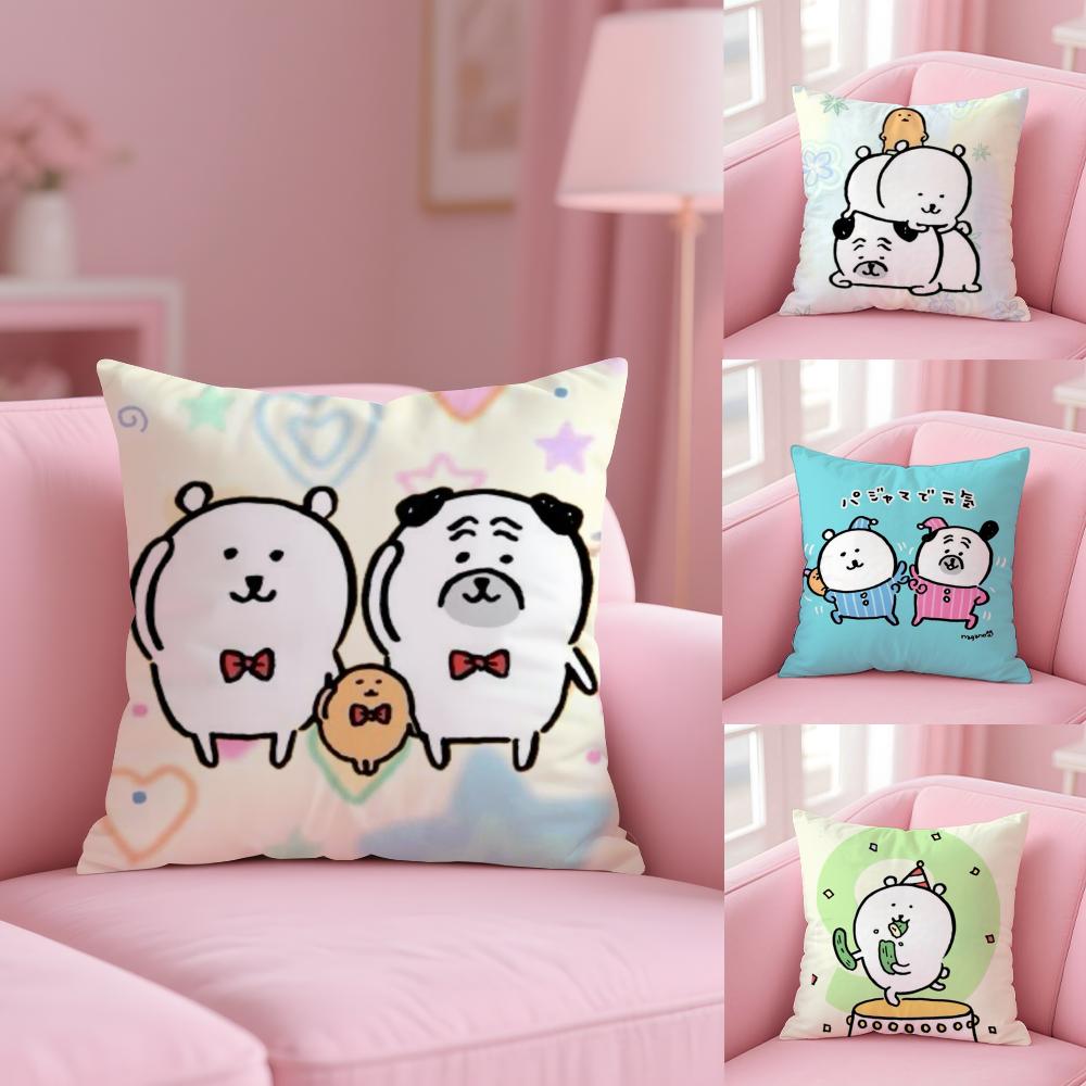 Cute J-Jokes Bear Cushion Cover Soft Short Plush Double-Sided Printing Home Decor Machine Washable Pillow Case Gift