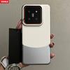 Luxury Double Color Plain Leather Matte Phone Case for Xiaomi 15 14 13 Pro Metal Lens Protection Splice Hybrid Shockproof Cover