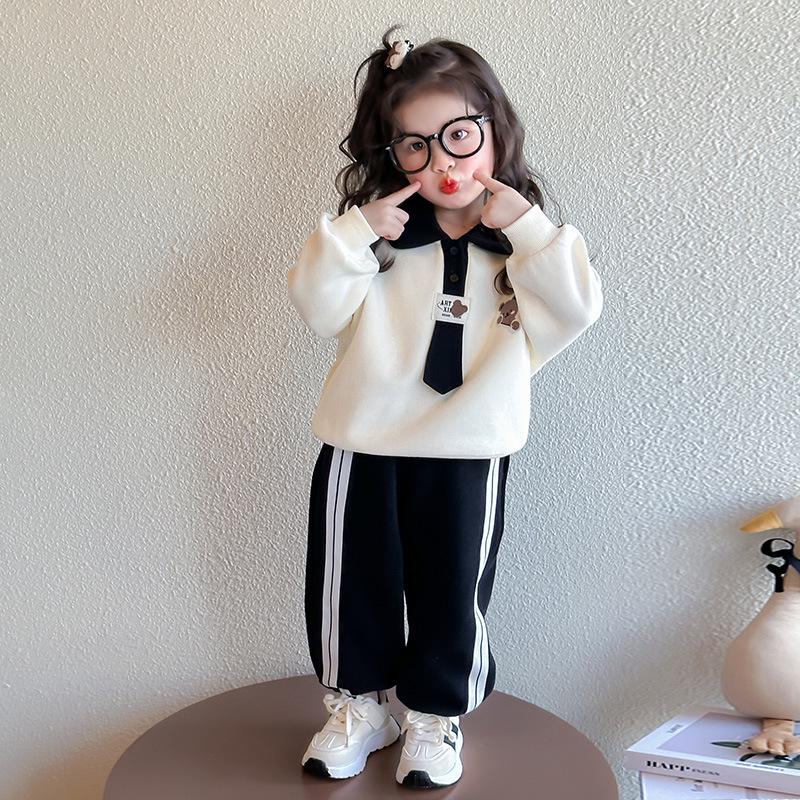 

Стильный свободный комплект толстовки для девочек - Весна/Осень 2025, Детский повседневный костюм-двойка, Корейская детская мода 120cm