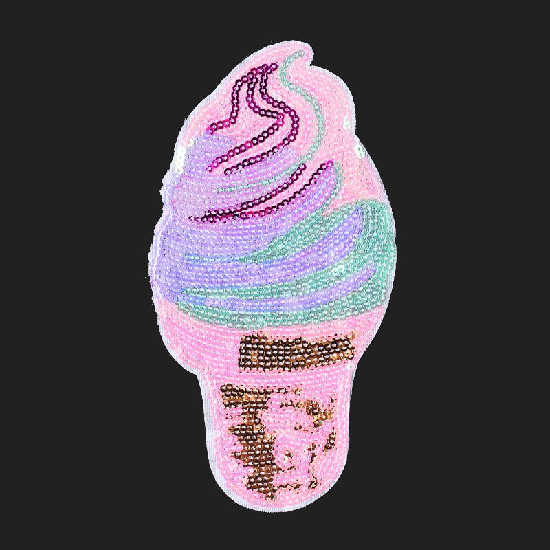 2 szt. naszywki z cekinami i haftem lodów, aplikacje do dekoracji odzieży, akcesoria