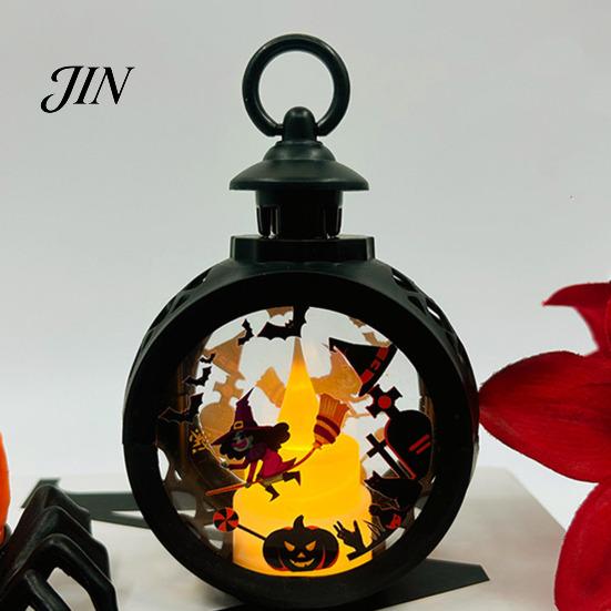 Indoor Outdoor Halloween Props Retro Pumpkin Lantern, LED Electronic Candle Light, Vintage Safe Flameless Decor Handheld Decorative Lamp for